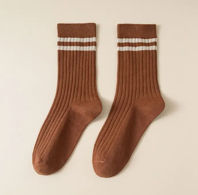 Vertical Striped College Style Mid Tube Socks