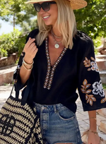 Hollie Boho Embroidered V-Neck