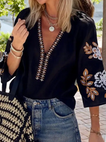 Hollie Boho Embroidered V-Neck