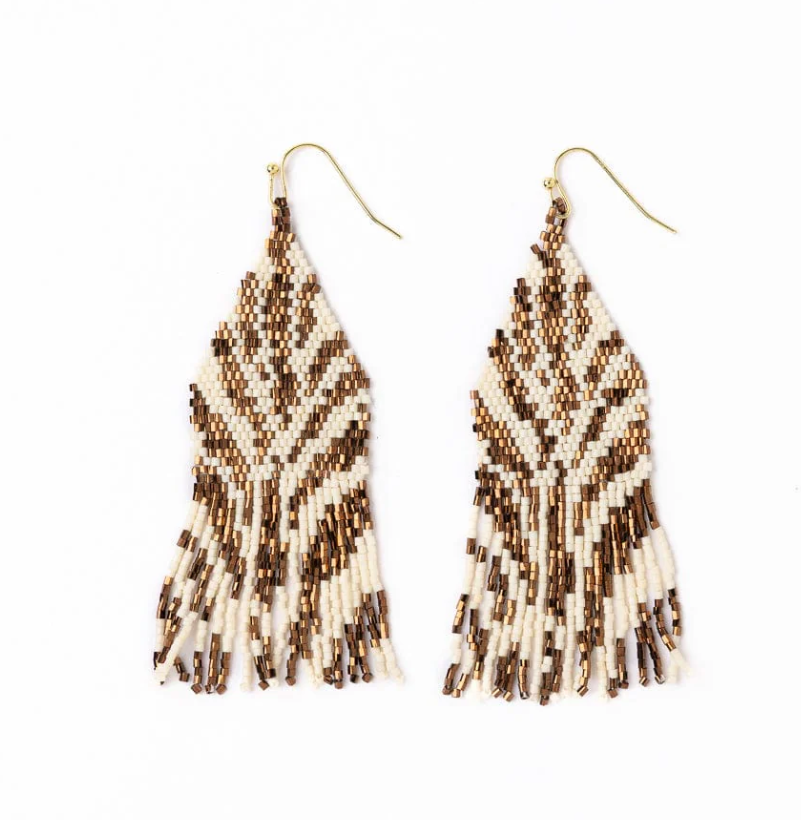 INK+ALLOY Delilah Tiger Print Beaded Fringe Earrings