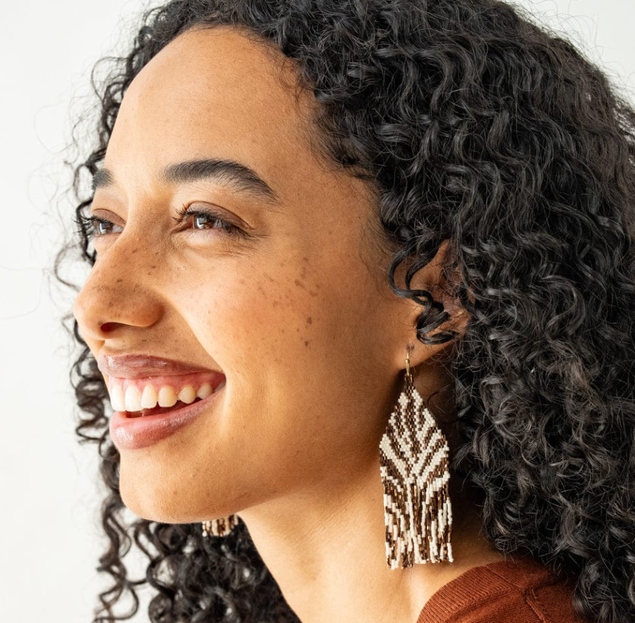 INK+ALLOY Delilah Tiger Print Beaded Fringe Earrings