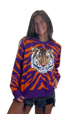 Queen Of Sparkles Tiger Face Sweater