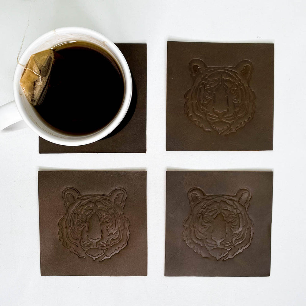 Tiger Leather Embossed Coasters