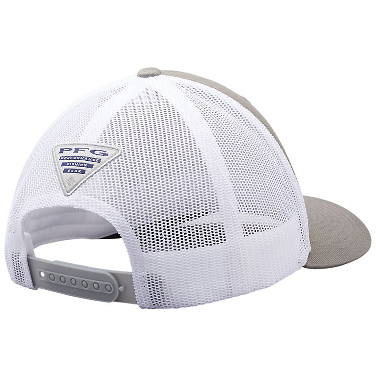 Columbia Unisex PFG Logo Mesh Snap Back - Low, Carbon/Red Spark, One Size  at  Men's Clothing store