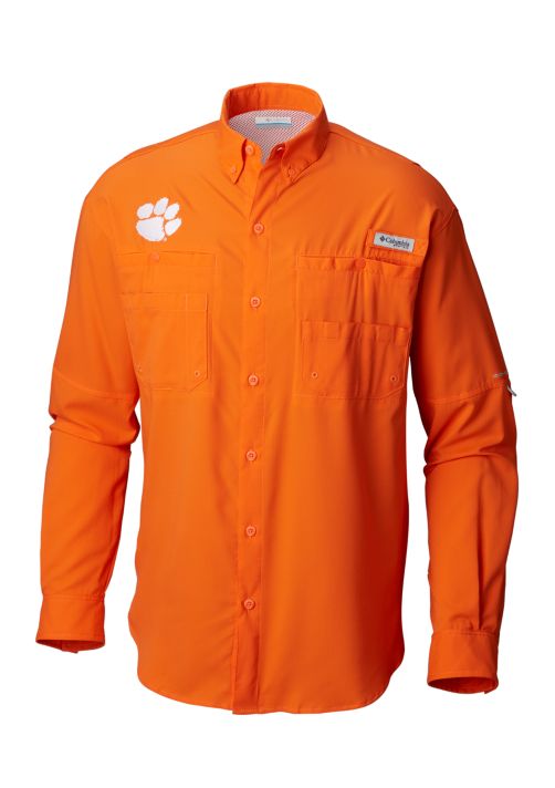 Men's Columbia Orange Clemson Tigers Tamiami Omni-Shade Long Sleeve Button-Up Shirt