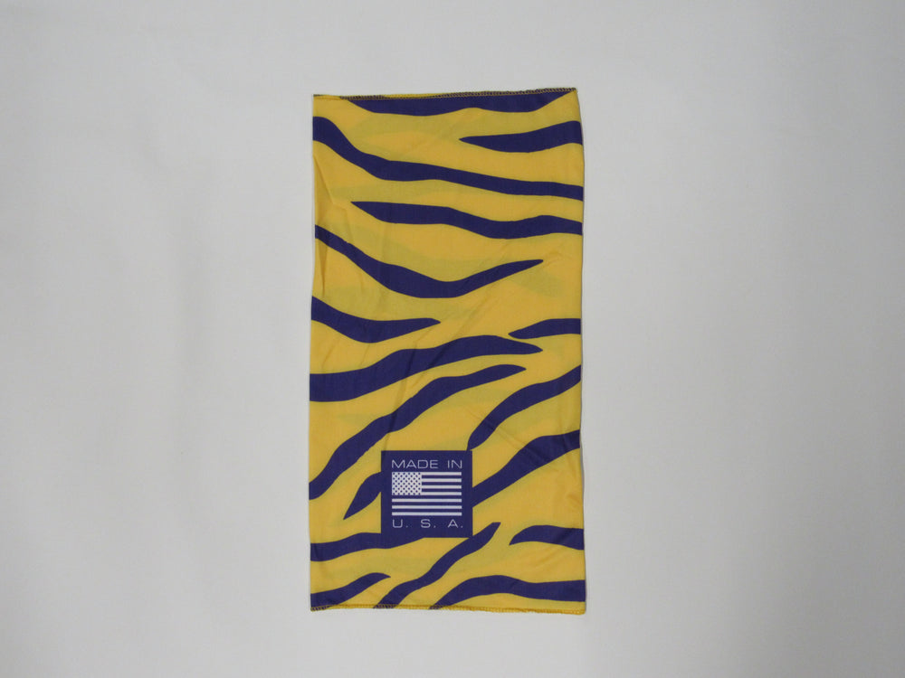 Tiger Stripe Collegiate Multi-Use Neck Gaiter Yellow & Purple