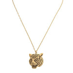 Gold Tiger Face Necklace Large