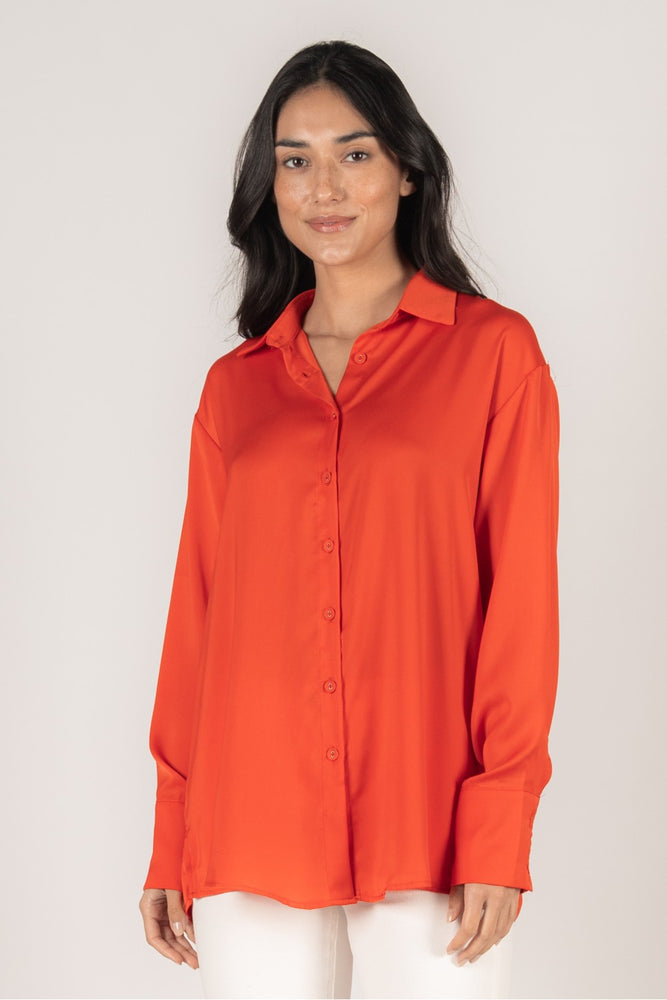 Blaire Oversized Satin Button Up