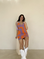 Farrah Retro Print Sweater Dress