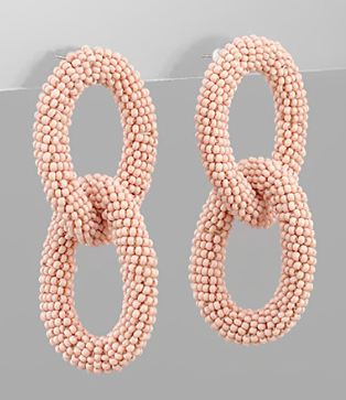 Oval Linked Seed Beads Earrings