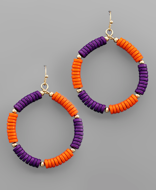 Collegiate Colored Bead Circle Earrings