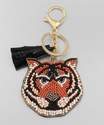 Beaded Tiger Face Keychain