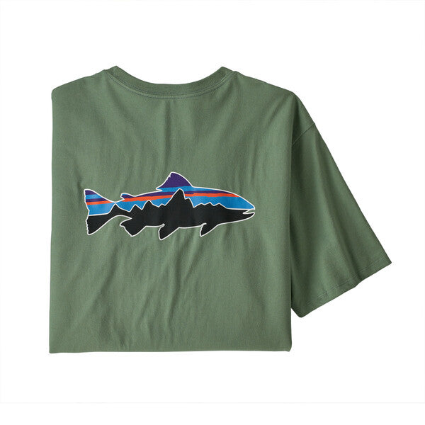 Patagonia Shirt Mens Extra Large Gray Trout Logo Cotton Long Sleeve Tee  Fishing